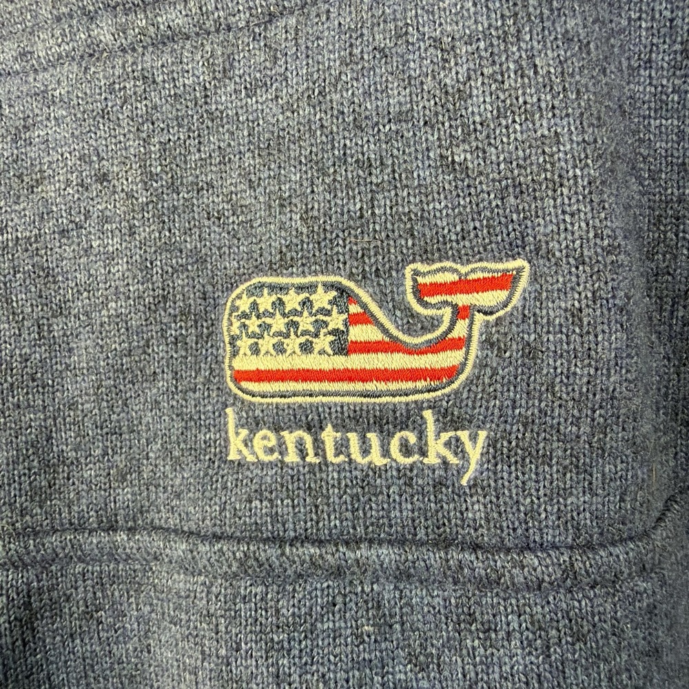Vineyard Vines Sweater Mens Small Blue Quarter Zip Mock Neck Kentucky Pullover - Picture 6 of 10